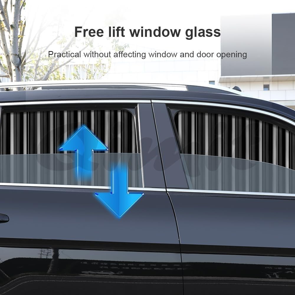 Car Window Curtain Sunshade | 4 Pcs Set with Hooks & Tapes