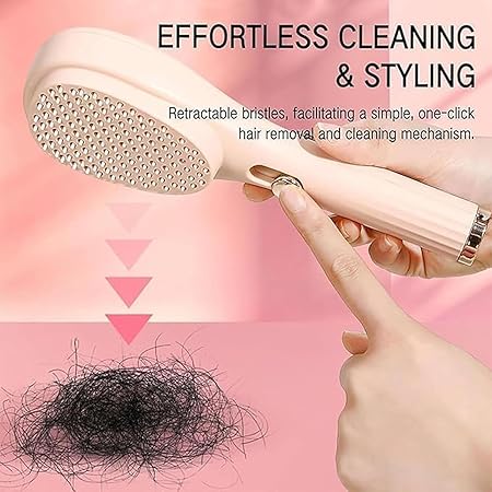 2 IN 1 Self-Cleaning Anti-Static Massage Comb, Self Cleaning Hair Brush, Massage Comb For Hair, Retractable Rotary Lift Self-Cleaning Comb, Women's Hair Styling Tool