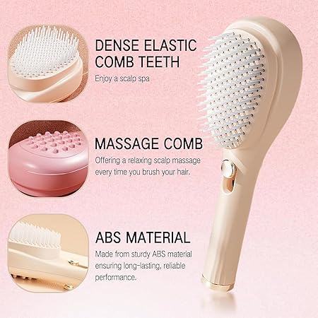 2 IN 1 Self-Cleaning Anti-Static Massage Comb, Self Cleaning Hair Brush, Massage Comb For Hair, Retractable Rotary Lift Self-Cleaning Comb, Women's Hair Styling Tool