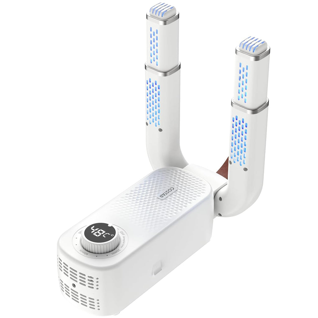 Costar Electric Shoe Dryer and Warmer with PTC Heating, 48°C Fast Drying, 360° Warm Air, UV Sterilization, Intelligent Timer Settings, Foldable & Hanging Design