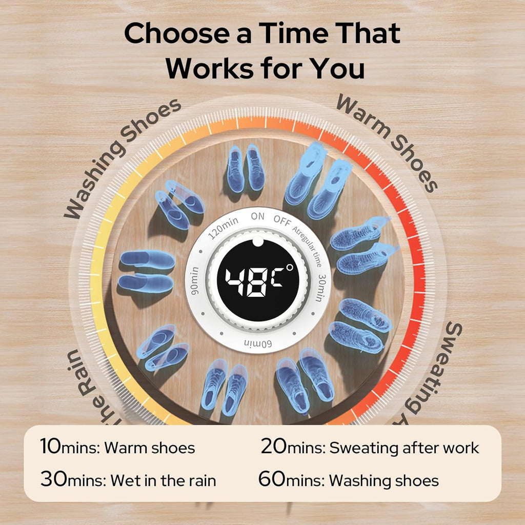 Costar Electric Shoe Dryer and Warmer with PTC Heating, 48°C Fast Drying, 360° Warm Air, UV Sterilization, Intelligent Timer Settings, Foldable & Hanging Design