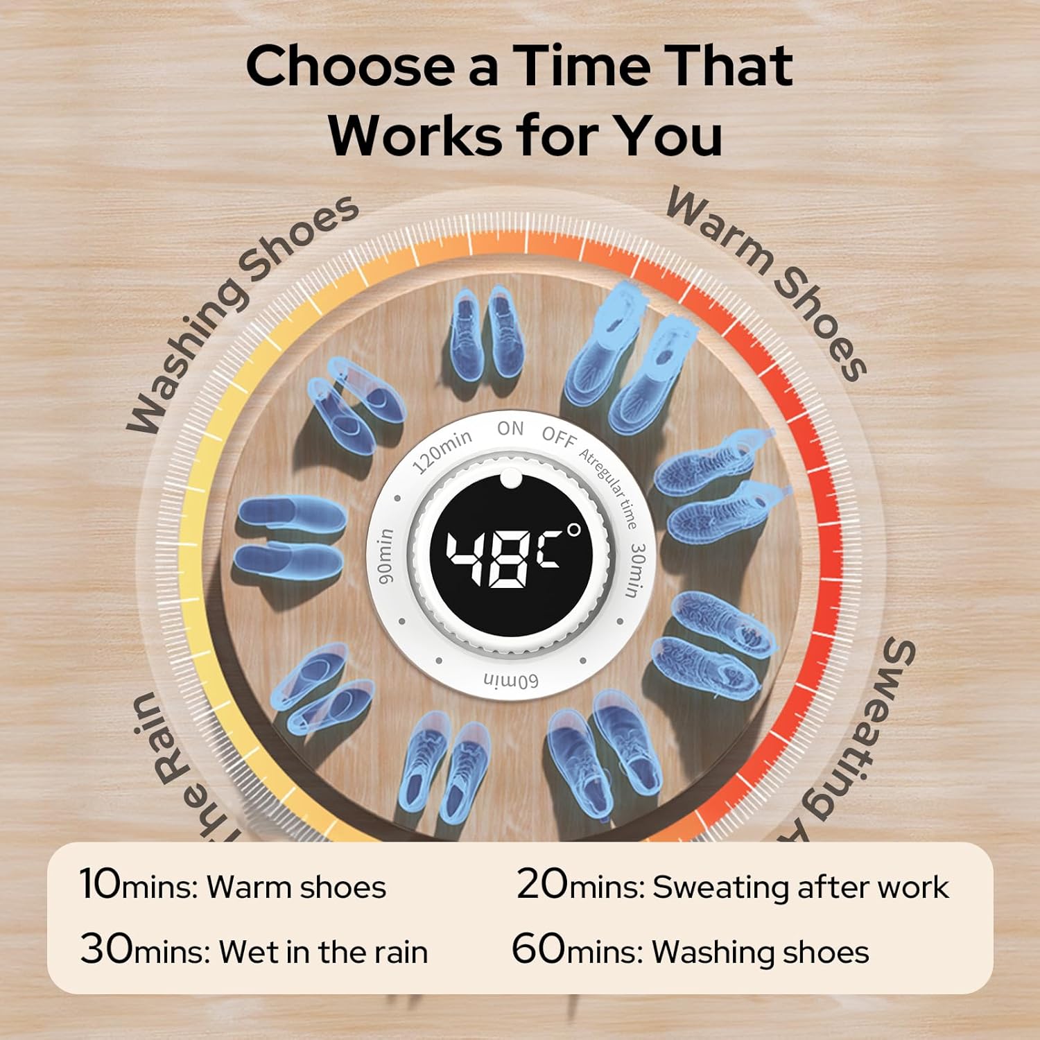 Costar Electric Shoe Dryer and Warmer with PTC Heating, 48°C Fast Drying, 360° Warm Air, UV Sterilization, Intelligent Timer Settings, Foldable & Hanging Design