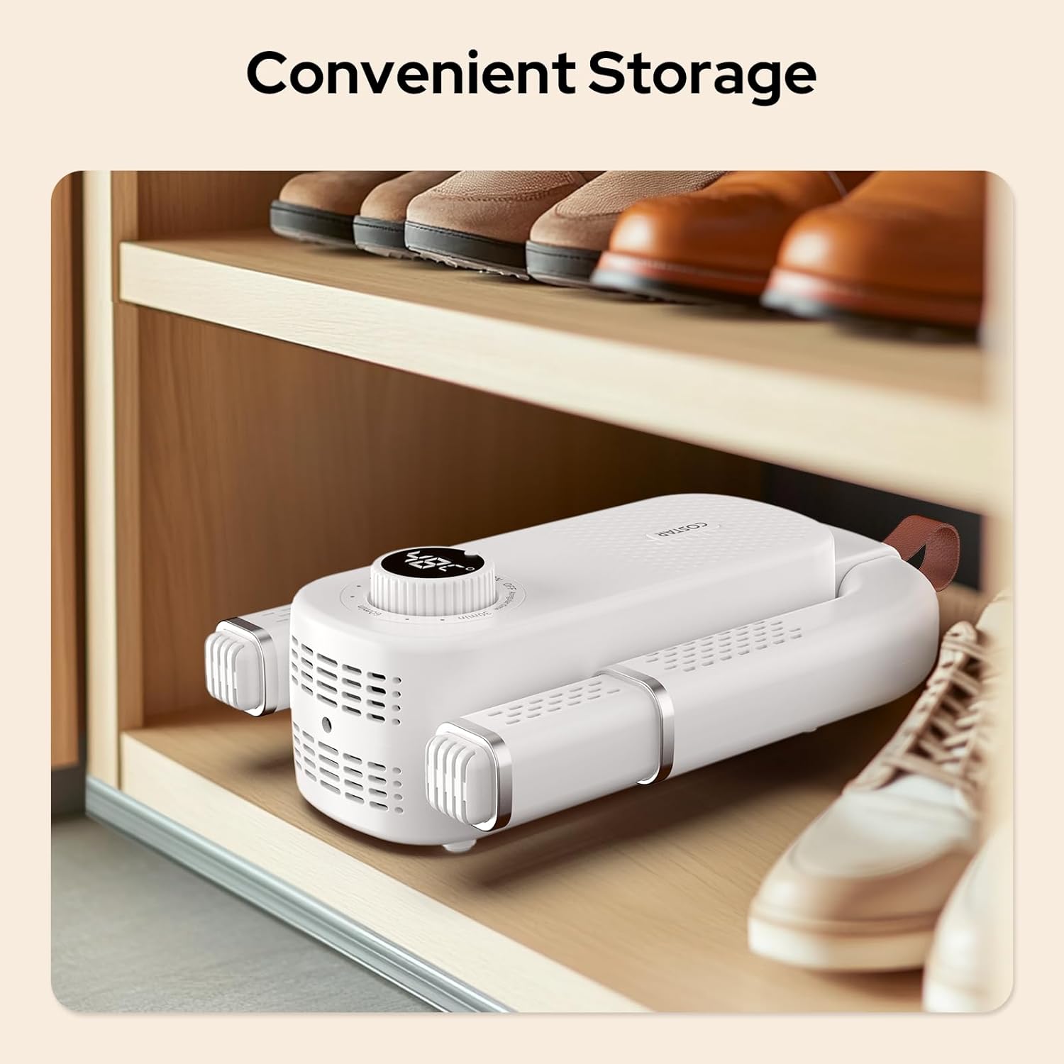 Costar Electric Shoe Dryer and Warmer with PTC Heating, 48°C Fast Drying, 360° Warm Air, UV Sterilization, Intelligent Timer Settings, Foldable & Hanging Design