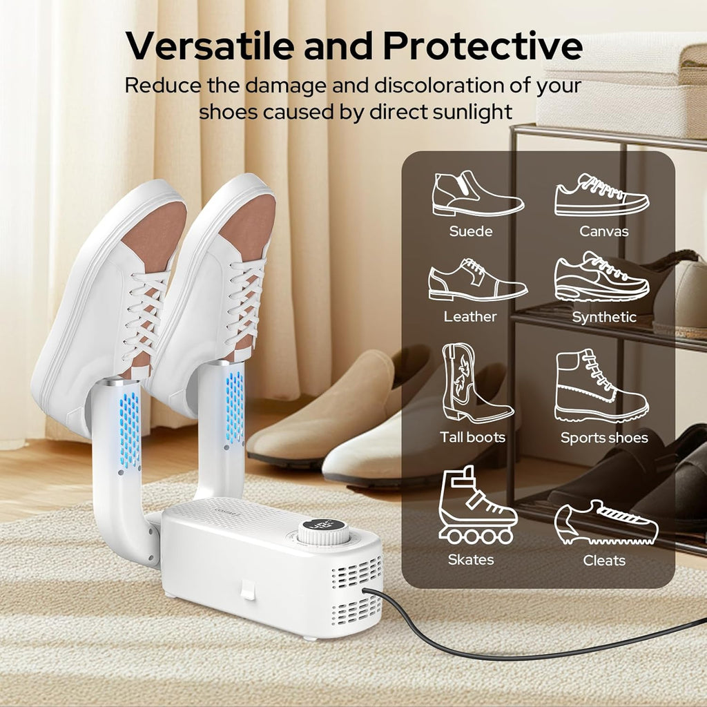 Costar Electric Shoe Dryer and Warmer with PTC Heating, 48°C Fast Drying, 360° Warm Air, UV Sterilization, Intelligent Timer Settings, Foldable & Hanging Design