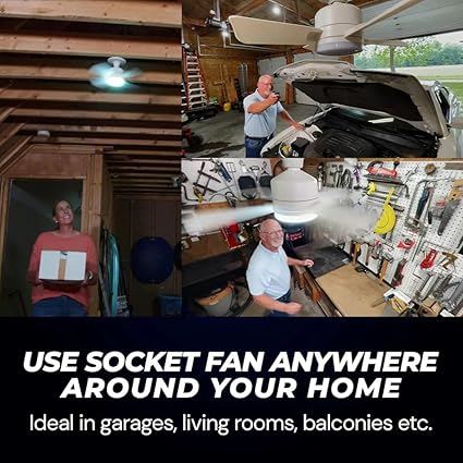 Cool LED Socket Fan Light – Ceiling Fan Replacement, 1000 Lumens/5000K, Remote Controlled